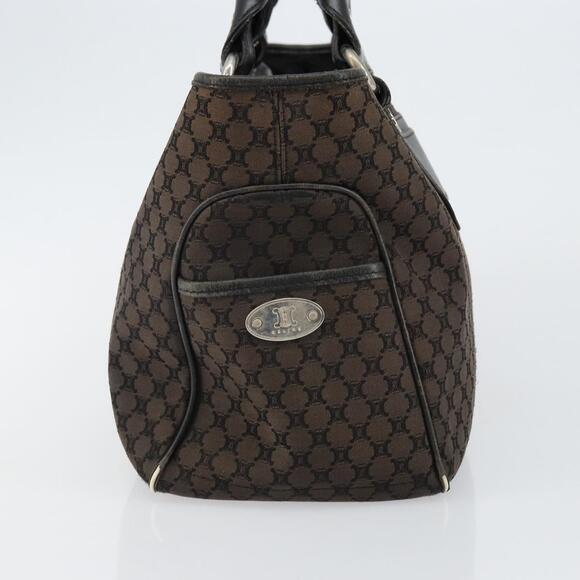 CELINE Macadam Canvas Boogie Hand Bag Dark Brown Black Silver - Picture 4 of 13